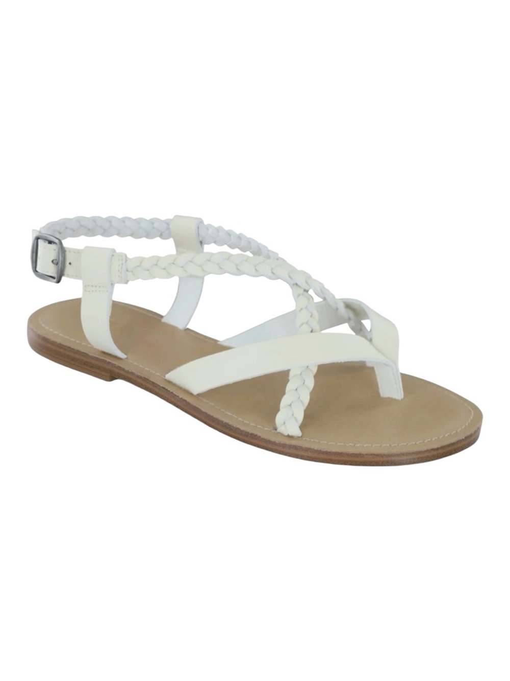NWT MIA Vaeda Bone Braided Strappy Thong Flat Sandals